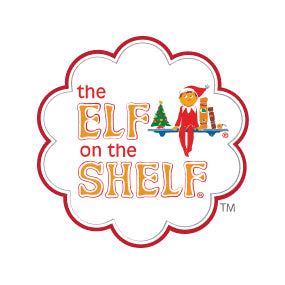 An illustration of an elf in a red outfit sitting on a shelf with presents and a small Christmas tree. Text reads "The Elf on the Shelf.