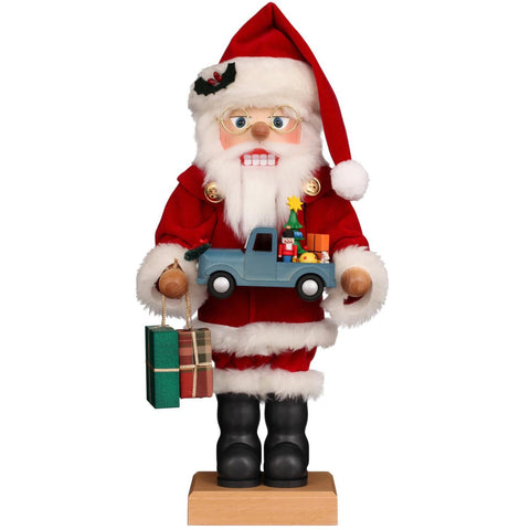 Christian Ulbricht Nutcracker - Santa With Blue Truck and Gifts Figurine, 15.5"