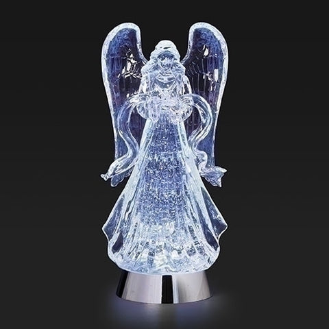 Lighted Swirl Angel Figurine w/ Dove, 13"