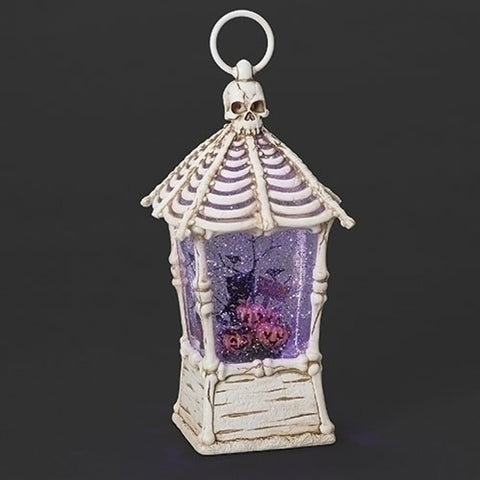 Lighted Swirl Skeleton Casing Snow Globe, 12"
