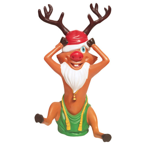 Large Fiberglass Santa Reindeer Figure, 55"