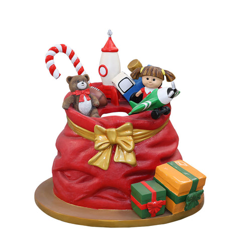 Large Fiberglass Santa Giftsack Photo Op Prop, 55"