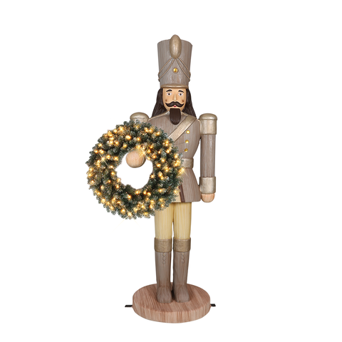 Large Fiberglass Royal Soldier Nutcracker Figure, 6ft (Wooden Finish)