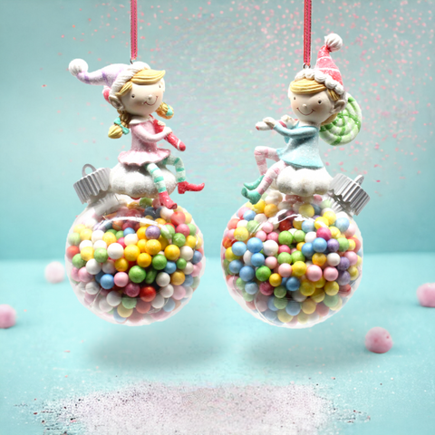"Delightful Dreams" Elf On Candy Bubble Ornament