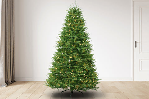 Wyoming Fir Christmas Tree w/LED Lit, Warm White, 7.5'