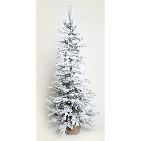 Flocked Tree w/Burlap Base, 100 Clear Bright Lights, 48"
