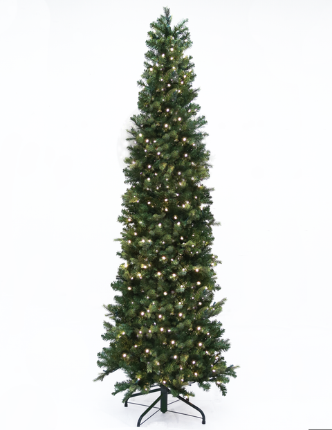 Hinged Artificial Christmas Slim Tree, LED Lit, Warm White (5ft to 9ft)