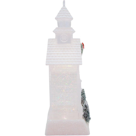 11.5"H Lighted Swirl Church w/Tree & Wreath