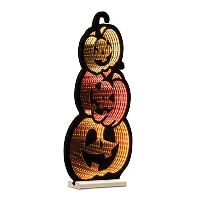Triple Jack-o-Lantern Infinity Light, Acrylic w/UL Plug, 23"