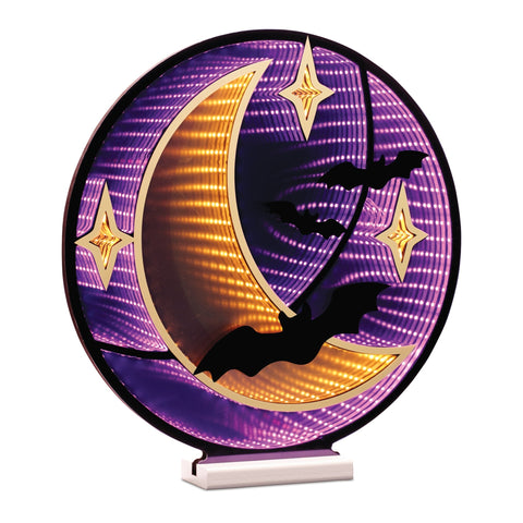 Moon & Bat Infinity Light, Acrylic w/UL Plug, 16.5"