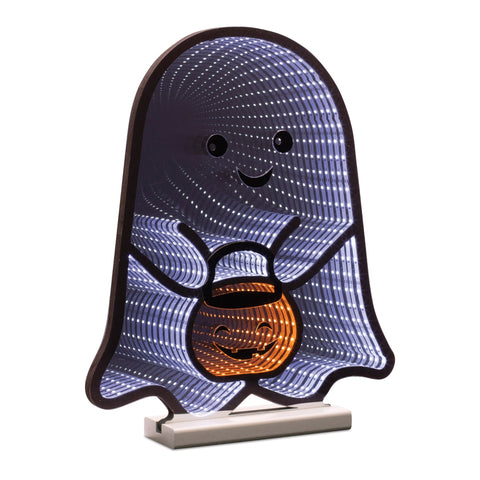 Ghost w/Candy Bucket Infinity Light, Acrylic w/UL Plug, 16"
