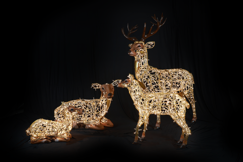 Large Laying Deer Fawn Figure, LED Lit w/Fiberglass (Warm White), 30"