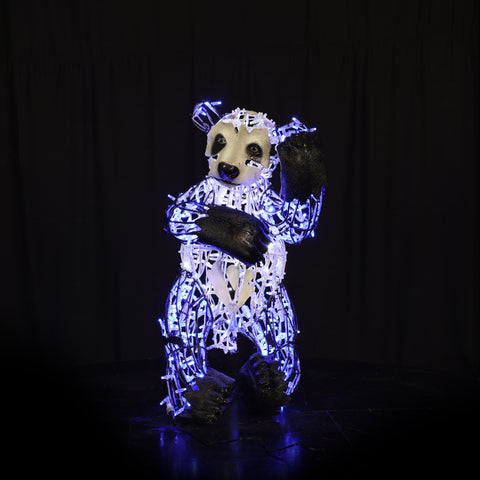 Baby Panda Figure, LED Lit w/Fiberglass (Blue/White), 31"