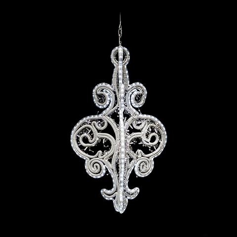 Large Crystal Chandelier, LED Lit (White), 3'11"