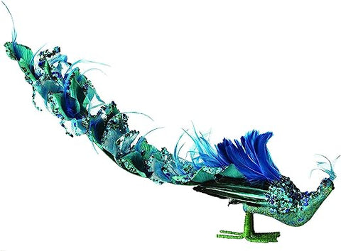 23" Sequined Feathered Long Tail Peacock Ornament