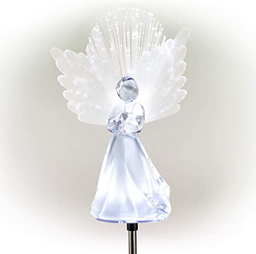 Alpine Angel Tree Topper with Fiber Optic Wings and LED Light