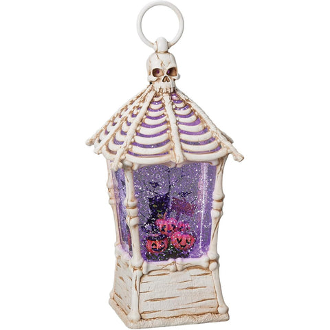 Lighted Swirl Skeleton Casing Snow Globe, 12"