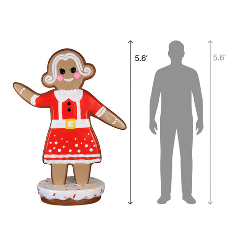 Large Fiberglass Emma the Gingerbreadwoman Figure, 67"