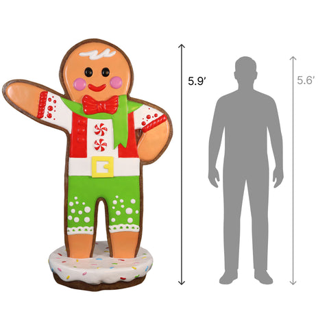 Large Fiberglass Oliver the Gingerbreadman Figure, 71"