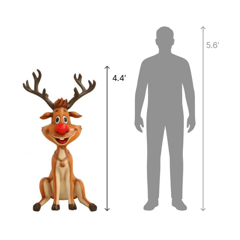 Large Fiberglass Sitting Reindeer Figure, 53"