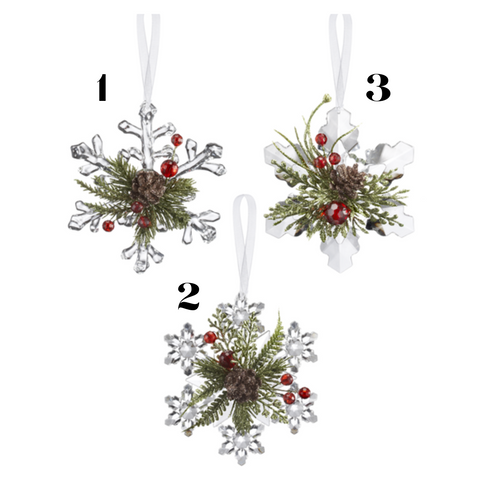 4.5" Krystal Mistletoe Snowflake Ornament