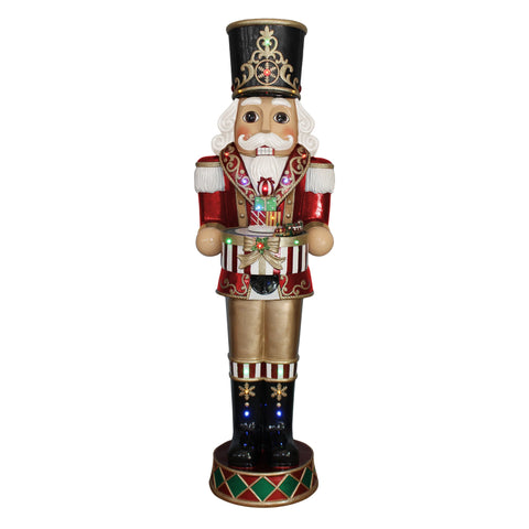 Large Nutcracker w/Music Box Figure, LED Lit, 58" (Red)