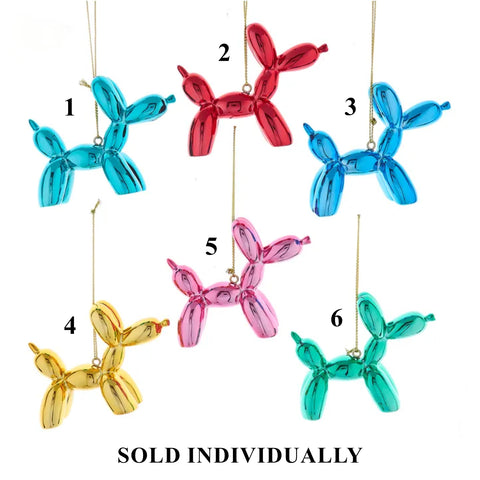 Shiny Colorful Balloon Dog Ornaments (6 Styles – Sold individually)