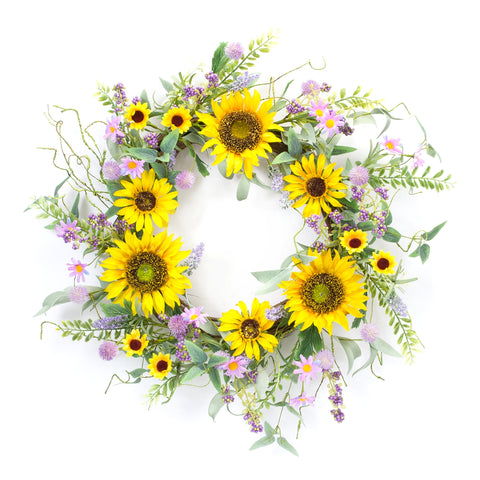 Mixed Sunflower Wreath, 19.25"