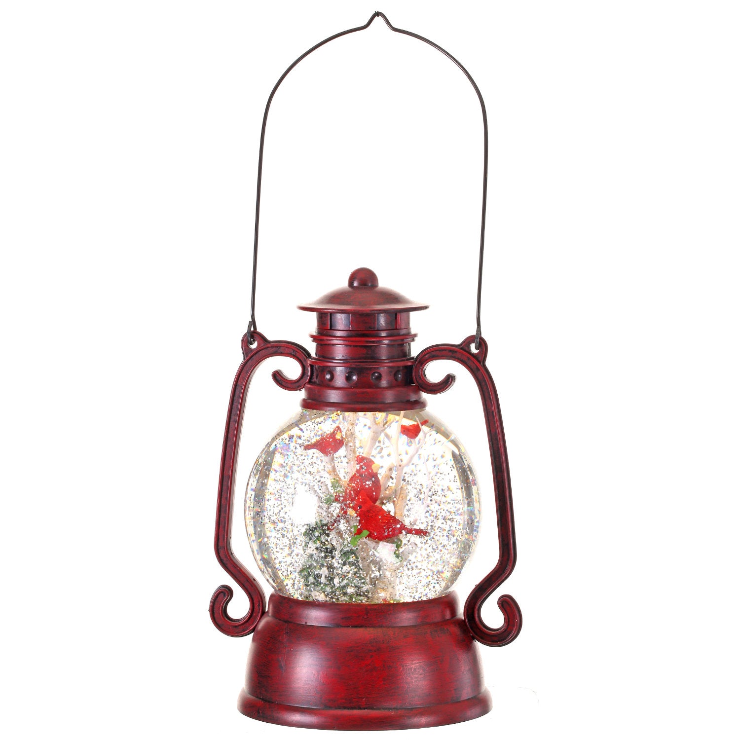 DEMDACO LED Cardinal Snow Globe Lantern - 10.5" X 6.5" Resin Winter Tabletop Decoration