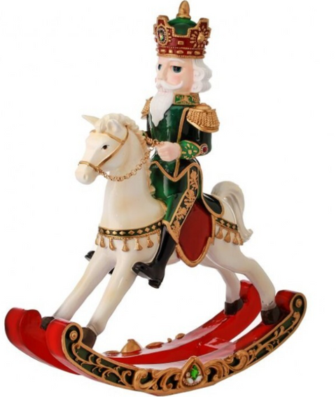 20" Resin Royal Jeweled Nutcracker Rocking Horse