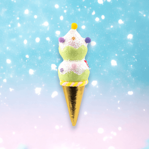 9" Small Green Double Ice Cream Ornament