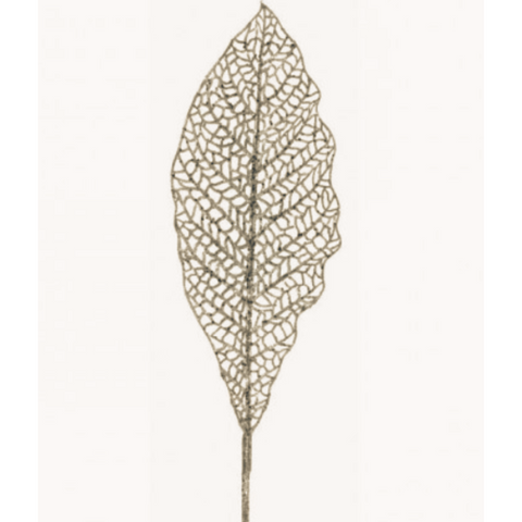 48" Gold Glitter Sequined Lattice Leaf Stem