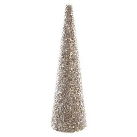 16" Gold Glittered Bead Cone Topiary Gold