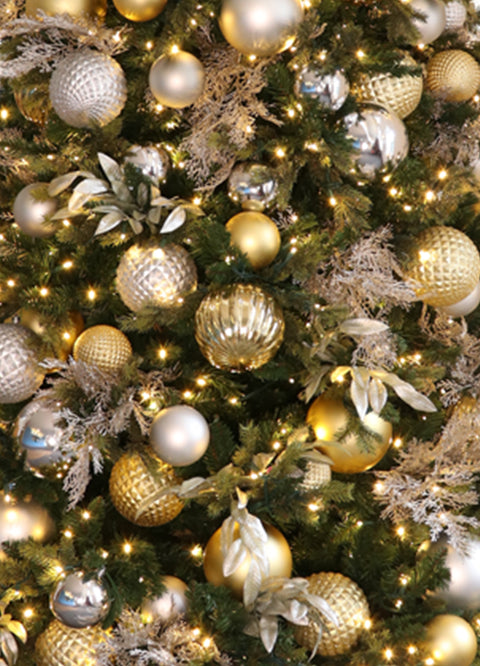 Hinged Pre-Decorated Artificial Christmas Tree, LED Lit, Warm White (7ft to 9ft)