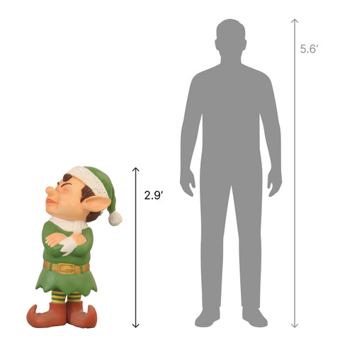 Large Fiberglass Grumpy Santa Elf Statue, 35"