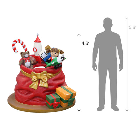 Large Fiberglass Santa Giftsack Photo Op Prop, 55"
