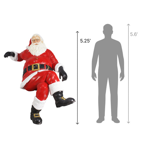 Large Fiberglass Santa on Bench Statue (Santa Only), 63"