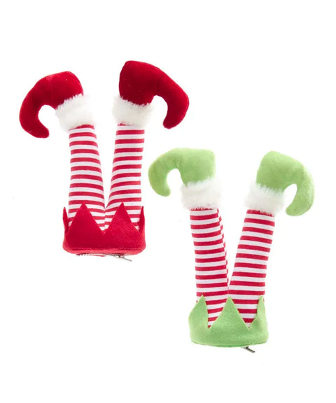 8.5" Red, Green and White Elf Leg Clips