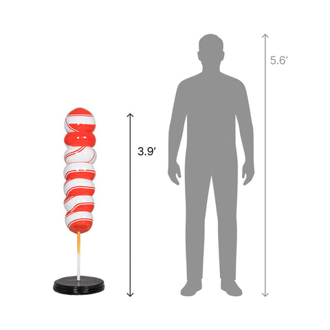 Large Red Fiberglass Candy Swirl Decoration, 47"