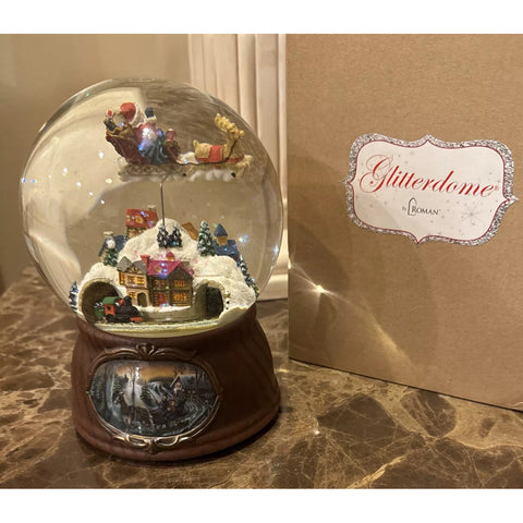 Musical Santa Globe W/ Rotating Sleigh, 7.75"