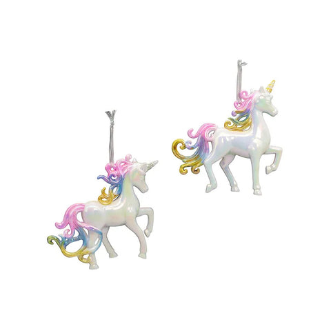 White Iridescent Unicorn Ornaments (2 Styles – Sold individually)
