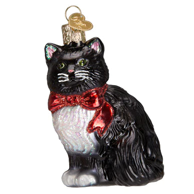 Tuxedo Kitty Glass Ornament