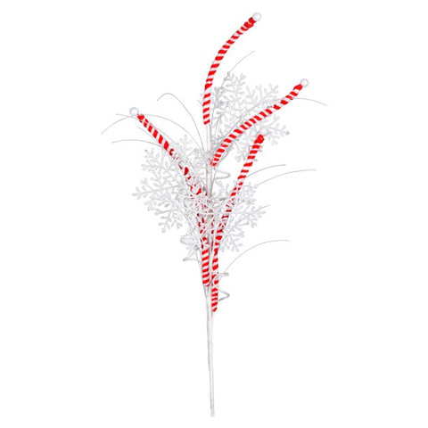 20" Red & White Candy Cane Snowflake Spray