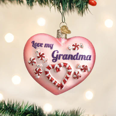 Grandma heart glass ornament