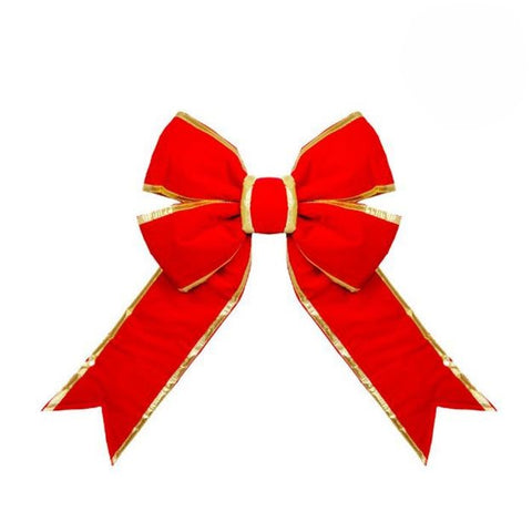 24" Indoor Structure Bow, Red Velvet with Gold Lame Trim