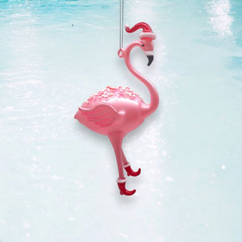 Flamingo w/Stocking Cap Ornament