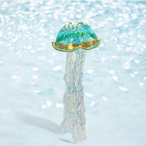 Blue Jellyfish w/Gold Trim Ornament