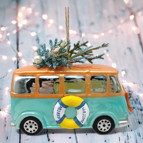 Blue Beach Van w/Tree Ornament