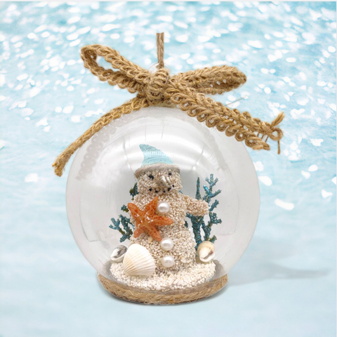 Sand Snowman in Globe Ornament