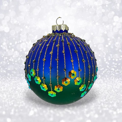 Blue Sequin Peacock Ornament